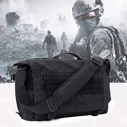 Messenger bag Laptop bag Briefcase Molle system Tactical style Detachable shoulder strap Shoulder Bags - color: Jet Black
