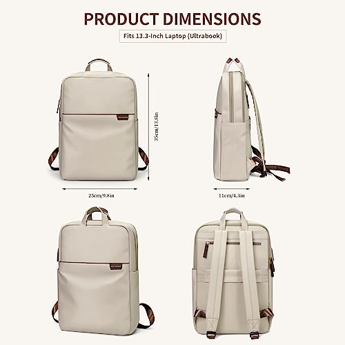 GOLF SUPAGS Travel Laptop Backpack for Women Anti Theft Slim Durable College Bookbag Business Computer Bag Fit 13.3Inch Notebook (Apricot, 13.3Inch) - color: Apricot, size: 13.3 Inch