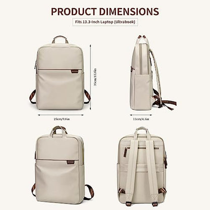 GOLF SUPAGS Travel Laptop Backpack for Women Anti Theft Slim Durable College Bookbag Business Computer Bag Fit 13.3Inch Notebook (Apricot, 13.3Inch) - color: Apricot, size: 13.3 Inch