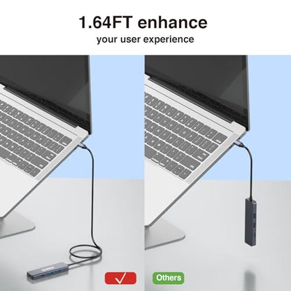 USB C 5 in 1 HUB,10Gbps USB-C/A 3.2 Ports, 4K HDMI 30Hz,100W PD Fast Charging,Compatible for MacBook Pro/Air, Dell XPS, iPad Pro Aluminum Splitter,Surface Pro Laptops