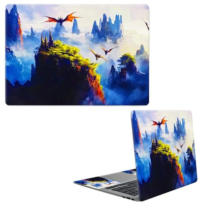 Laptop Skin Sticker Decal, Universal Protective Cover Fit 12 13 14 15.6 Inch Notebook, Reusable Water-Resistant Vinyl Decal w/ 2 Wrist Pads for Business Travel Office, Forest Mountain Bird - color: Forest Mountain Bird