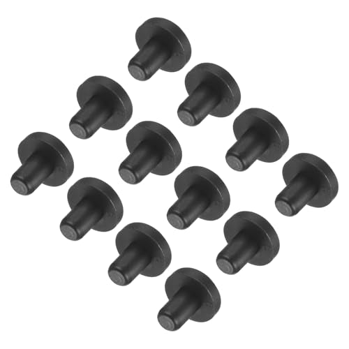 uxcell High Temp Silicone Plug Mount Dia 6mm/0.24 inch t Shaped Rubber Stopper Hole Plugs for Powder Coating Plating Waterproof Plugs Sealing Plugs Black Pack of 12(OD 13mm) - size: 6x13mm