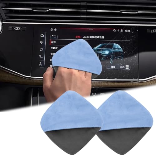 BFXM 2PCS Car Screen Cleaner, 4.1''×4.1'' Blue Microfiber Dashboard Wipes | Square Microfiber Cloth, Automotive Display Wipes,Vehicle Screen Cleaner Tool for Dashboard Display, Car Interior Tool - color: Blue& Grey