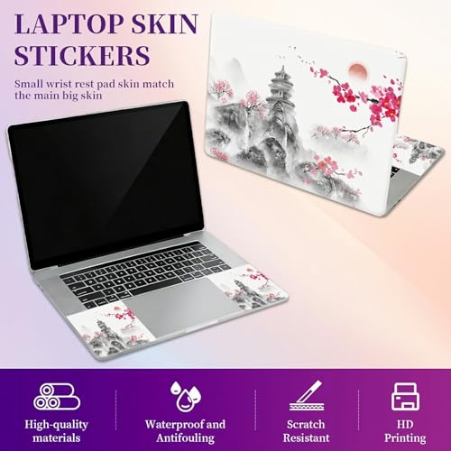 Laptop Skin Sticker Laptop Cover for 12" 13" 13.3" 14" Laptop Stickers,Reusable Skin Sticker Cover Personalized Art Waterproof & Scratch-Resistant Protector Case,Japanese Cherry Blossom - color: Japanese Cherry Blossom