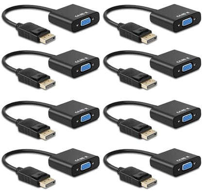 Display Port to VGA Adapter, 8 Packs DisplayPort DP to VGA Converter | Gold-Plated Male to Female, Works with Computer, Desktop, Laptop, PC, Monitor, Projector, HDTV - size: 8Pcs