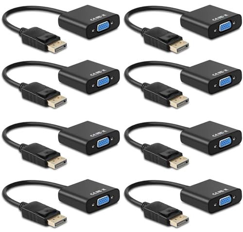Display Port to VGA Adapter, 8 Packs DisplayPort DP to VGA Converter | Gold-Plated Male to Female, Works with Computer, Desktop, Laptop, PC, Monitor, Projector, HDTV - size: 8Pcs
