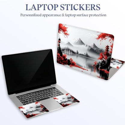Universal Laptop Skin Sticker Decal,15.6 Inch Laptop Vinyl Cover for 13" 14" 15.6" Laptop,Scratch-Resistant Waterproof Protector Wrap,Reusable with Wrist Pads,Red Tree Landscape - color: Red Tree Landscape