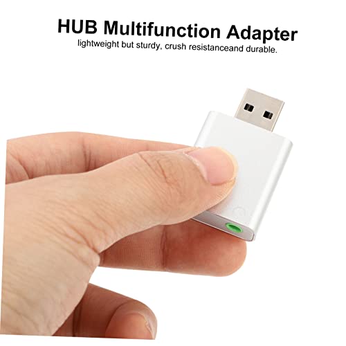 DOITOOL USB External Sound Card Stereo Audio Adapter with Headphone and Microphone Jack No Driver Required Compatible with Laptop Desktop Silver Aluminum Alloy