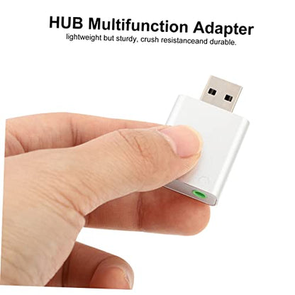 DOITOOL USB External Sound Card Stereo Audio Adapter with Headphone and Microphone Jack No Driver Required Compatible with Laptop Desktop Silver Aluminum Alloy