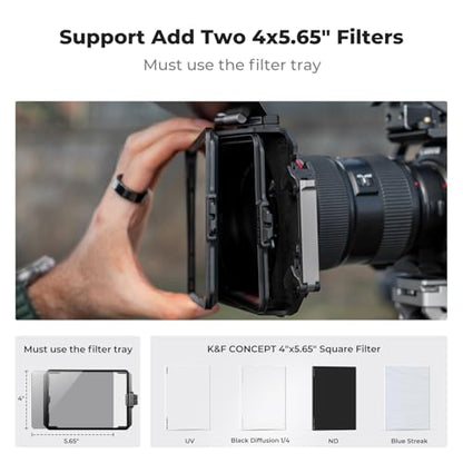 K&F CONCEPT Matte Box with Carbon Fiber Top Flag, with 5pcs Adapter Rings | DSLR Camera Matte Box with Carbon Fiber Top Flag, with 67/72/77/82/95mm Adapter Rings-FM702