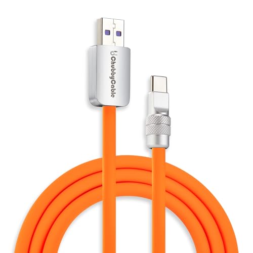 chubbycable Chubby 2.0 USB C 120W Fast Charging Cable Silicone Soft Durable USB C Cable Extra Thick Charger Cord Compatible with iPhone 17-15 Series iPad, Orange, USB-A to Type-C, 9.8FT - color: Orange, size: 9.8ft (3m), style: USB A-Type C
