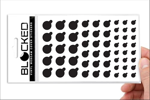 Blocked Original Vinyl Webcam Cover Stickers | Restickable & Stackable Privacy Covers | for All Camera-endable Devices | 3-Sizes | 57 Black Tabbed (Muted Matte) - color: Black | Tabbed | Muted-matte