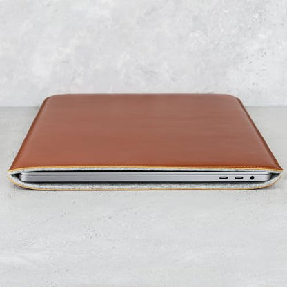 Casemade Real Leather Laptop Sleeve for MacBook Pro & Air Fits 13, 14, 15 & 16 Inch - Genuine Full Grain Leather with Soft Wool Lining (15 inch - MacBook Air M2/M3/M4/M5) - color: Tan, size: 15" Air M2-M5