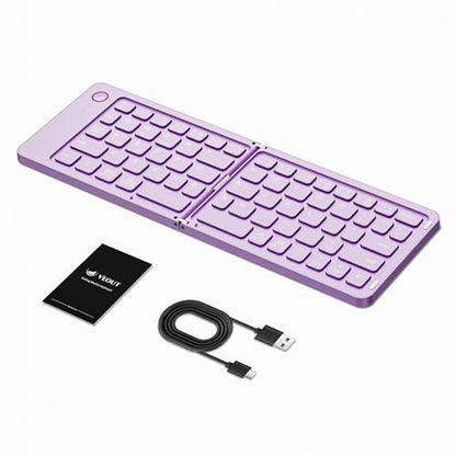 Veout Foldable Bluetooth Keyboard, Ultra-Thin Portable Wireless Keyboard, Lightweight for Laptop, iPad, iPhone, Android, Windows, Mac - color: Keyboard-Violet