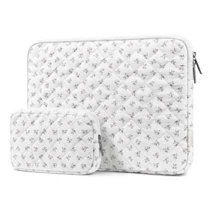 MOSISO Laptop Case 13.3 inch, 13-13.3 inch Puffy Laptop Sleeve Bag, Pink | Compatible with MacBook Neo/Air 13.6/Pro 13/Pro 14, HP Dell ASUS Lenovo,Charming Floral Square Quilted Carrying Bag&SmallCase - color: Pink, size: 13.3 inch