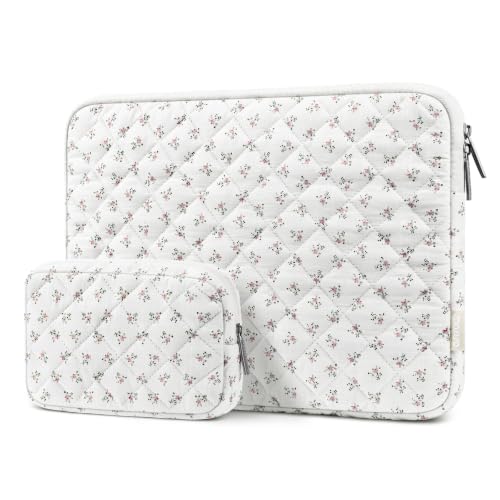 MOSISO Laptop Case 13.3 inch, 13-13.3 inch Puffy Laptop Sleeve Bag, Pink | Compatible with MacBook Neo/Air 13.6/Pro 13/Pro 14, HP Dell ASUS Lenovo,Charming Floral Square Quilted Carrying Bag&SmallCase - color: Pink, size: 13.3 inch