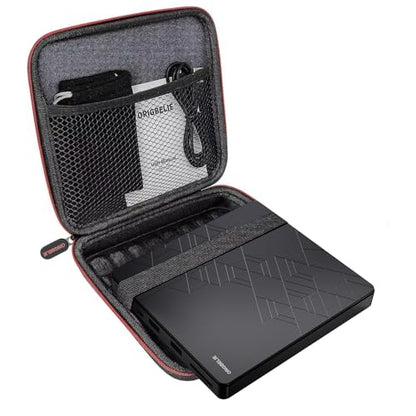 ORIGBELIE External CD DVD Drive 2 USB Port 2 TF/SD Card Slot &Carrying Case | USB C 3.0 CD DVD ROM Player Burner Reader Writer Rewriter Optical Disk Drive for Laptop PC Macbook OS Windows 11/10/8/7 Linux - size: 5.98" x 5.5" x 0.6"