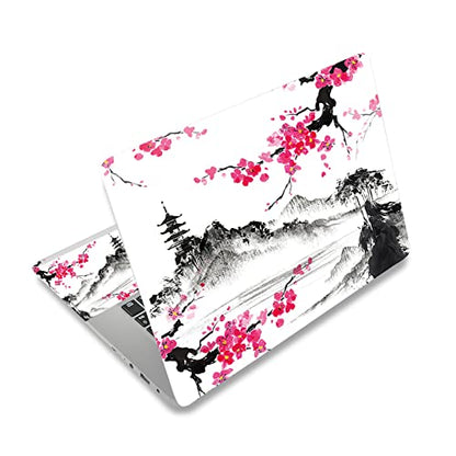 AIMSA Laptop Skin Sticker Decal, 12 13 13.3 14 15 15.4 15.6 inch Laptop Art Decal Protector Notebook Netbook PC 15.6" Universal Vinyl Cover, Mountain Sakura Ink Painting - color: Mountain Sakura Ink Painting