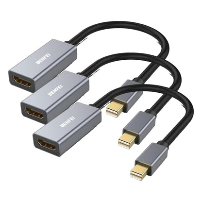 BENFEI Mini DisplayPort to HDMI Adapter 4K, Thunderbolt 2 to HDMI Adapter Compatible for MacBook Air/Pro, Microsoft Surface Pro/Dock, Monitor, Projector[Gold-Plated Connectors& Aluminium Shell] - size: 3 Pack, style: 4K@30Hz