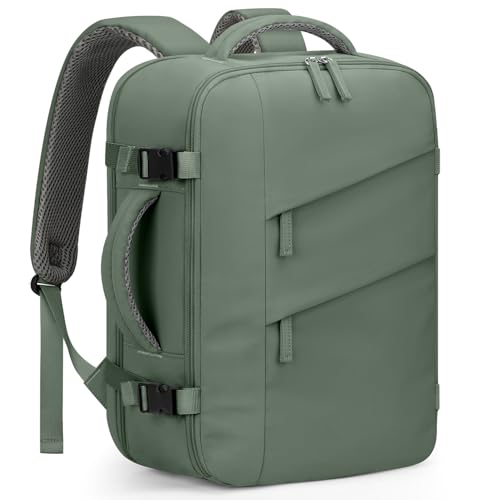 Capolo Travel Laptop Backpack Women Men Personal Item Weekender Travel Bag | 22L Flight Approved,Waterproof Overnight Bag,College Bookbag,Work,1-2 Day Travel,Fits 15.6" Laptop (Small,Green) - color: Green, size: Small
