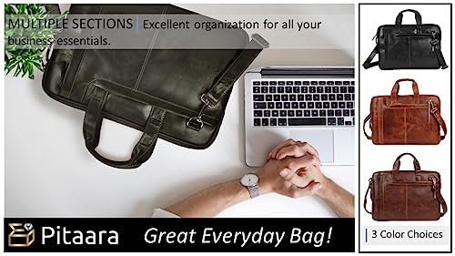 Pitaara Genuine Leather Messenger Laptop Bag For Men And Women, Fits Laptop Size 16"