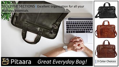 Pitaara Genuine Leather Messenger Laptop Bag For Men And Women, Fits Laptop Size 16"