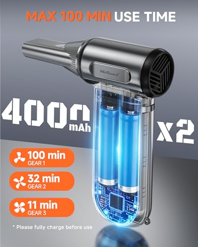 WeGuard Electric Air Duster - Heavy Duty 180000RPM Dust Blower for Computer PC Keyboard Car Detailing, Cordless Leaf Blower for Yard, Inflator for Air Mattress - Replace Canned Air