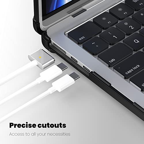 MEEgoodo Case for MacBook Air 15 inch 2026 2025 2024 2023, Case Fit Model (A3448/A3241/A3114/A2941) with M5/M4/M3/M2 Chip, Laptop Hard Shell with Heavy Duty Rugged Shockproof, Black XK - color: Black XK