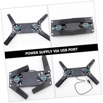 Veemoon 2pcs USB Laptop Cooling Pad Dual Fans, Foldable Ventilated Stand for Gaming and Office Use, Quiet Air Cooler Compatible 15-17 Inch Laptops