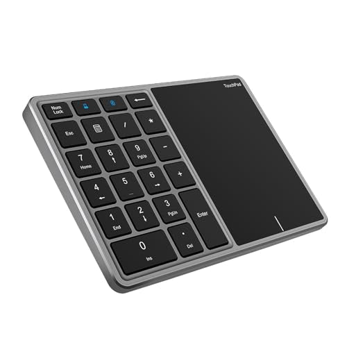 Sanpyl Numeric Keypad, 2 in 1 22 Keys 2.4G Touchpad Bluetooth 4.2 Number Pad, Type C Charging 500mAh Financial Accounting Keyboard, for Laptop, PC, Desktop(Iron Gray) - color: Iron gray