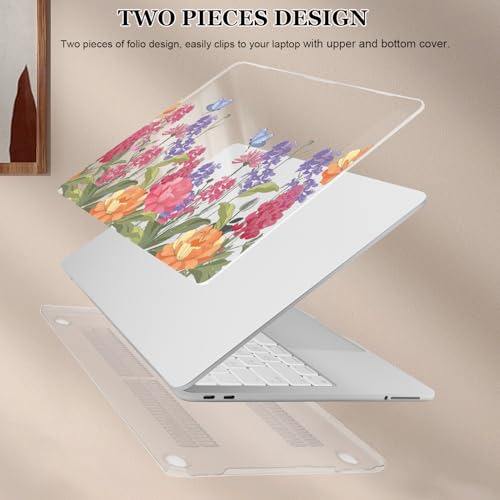 for MacBook Neo 13 inch Case 2026 Release A3404 Cover, Ultra-Thin Printed Pattern Plastic Hard Shell Case Protective Case for MacBook Neo 13 with Apple A18 Pro Chip, Pink & Purple Flowers - color: Pink & Purple Flowers