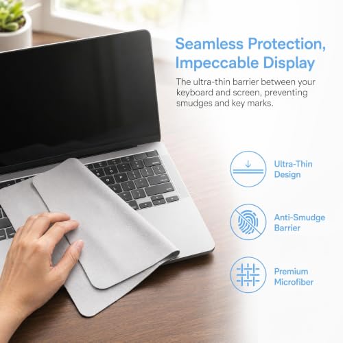 3-Pack Microfiber Cleaning Cloth with Liner - Screen & Keyboard Imprint Protection for MacBook (2018-2026) | Compatible with MacBook Neo 13", MacBook Air 13-13.6-Inch, MacBook Pro 13-14-Inch -Grey