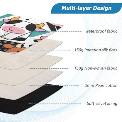 Lively Cow Pattern Padded Laptop Sleeve Case 13 Inch Soft Quilted Laptop Bag Waterproof Computer Sleeves - color: Lively Cow Pattern, size: Medium