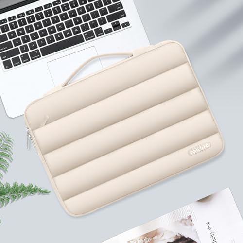 MOSISO 360 Protective 13-14 inch Laptop Case, 13.3 inch Puffy Laptop Sleeve | Compatible with MacBook Neo/Air 13.6/Pro 13/Pro 14, HP Dell ASUS Lenovo, Polyester Horizontal Side Open Bag, Sand - color: Sand, size: 13.3 inch