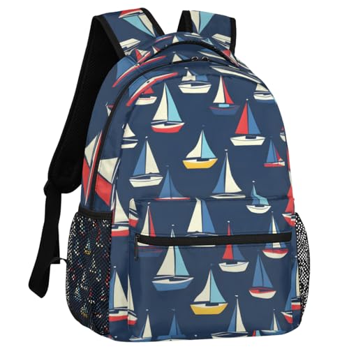 Ocean Sailboat Backpack for Women Men Adults Shoulder Computer Laptop Backpack Sports Hiking Gym Workout Travel Casual Daypack - color: Multicolor 18