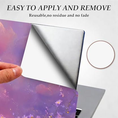 DEGDFSGR 12.1-15.6 Inch Universal Reusable Laptop Skin Sticker Decal, Waterproof Removable Protector for Notebook Cover, Scratch-Resistant Vinyl Cuttable Full Wrap Sticker, Purple Flower Galaxy - color: Purple Flower Galaxy