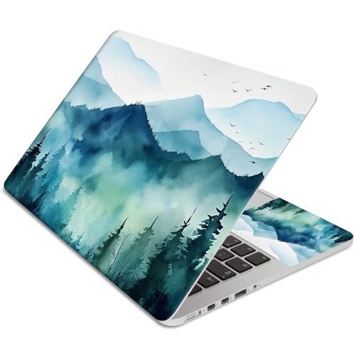 15.6 Inch Laptop Skin Sticker, Reusable Vinyl Cover Protector with 2 Wrist Pad Skins, Removable Waterproof Scratch-Resistant for 12-15.6 Inch Laptop Notebook,Watercolor Forest - color: Watercolor Forest