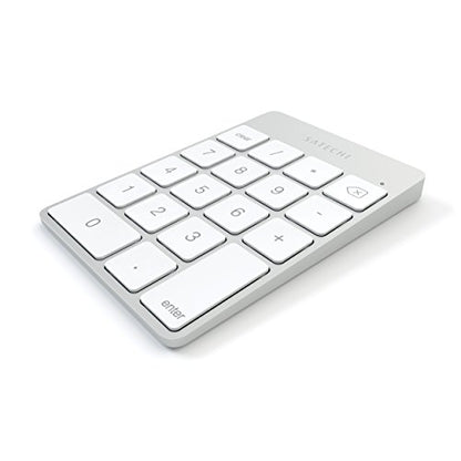 Satechi Slim Aluminum Bluetooth Keypad, Wireless Number Pad with 18 Keys, Micro USB Rechargeable Numpad, External Number Pad for MacBook Air/Pro/Neo, iPad Air/Pro, iMac, PC - Silver - color: Silver, size: Micro USB