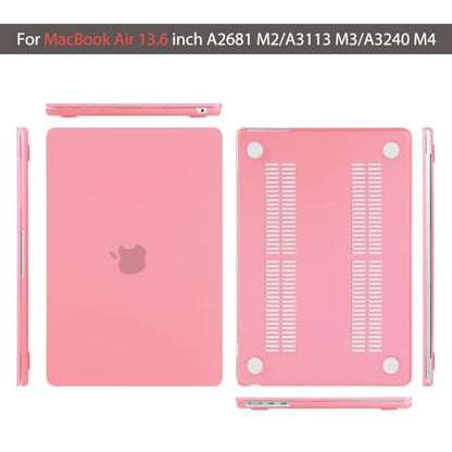 Teryeefi for M5 M4 M3 M2 Chip MacBook Air 13.6 Inch Case A3240 A3113 A2681 A3449 Model 2022 2023 2024 2025 2026 Release, Hard Shell Case & Keyboard Cover & USB 3 Adapter, Frosted Pink - color: Frosted Pink