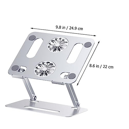 MERRYHAPY Aluminum Laptop Cooling Pad 2 Fans Strong Wind Quiet Laptop Cooler Ventilated Stand for 17.3 Inch Notebook