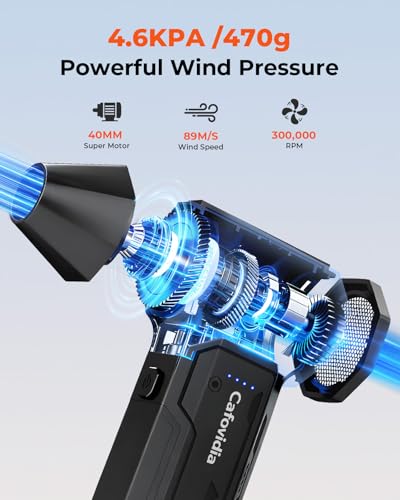 Electric Air Duster- 3 Times The Standard Wind Power, 300000RPM 10000mAh Compressed Air Duster, Brushless Motor, 4-Gear Adjustable, Rechargeable Mini Air Blower for PC, Home, Outdoor, Car