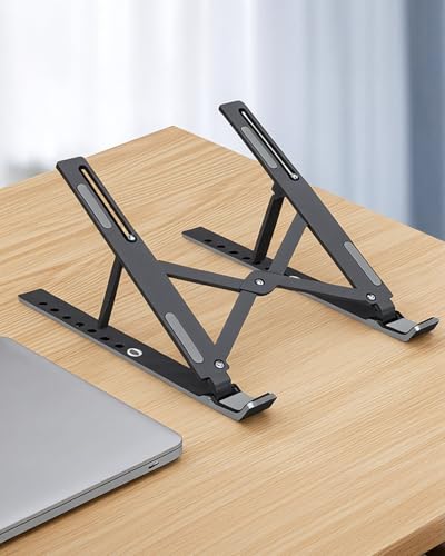 Adjustable Plastic Laptop Stand – Foldable Portable Laptop Raiser Small Size Black BLC1043-01 - color: Black, size: Small