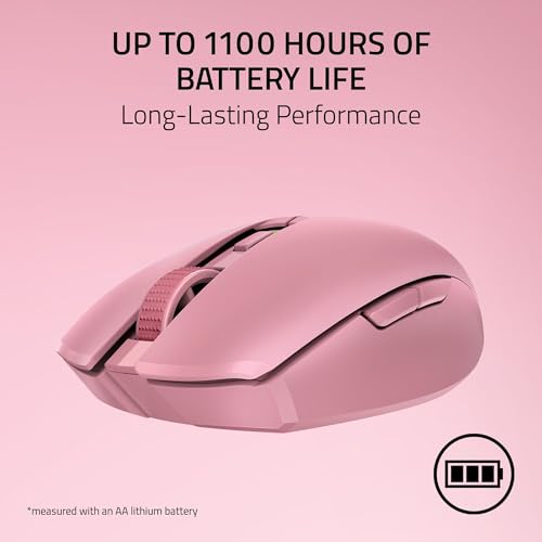 Razer Orochi V2 Wireless Gaming Mouse, PC & Mac, Portable, 60g, Quartz Pink | Bluetooth & 2.4GHz Wireless Connectivity, 18K DPI, Up to 1100 Hr Battery Life - color: Quartz