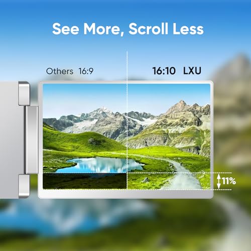 LXU Laptop Screen Extender Monitor Portable 14" 1200P | Triple Extended Monitor, for 12~16.2" Laptops, Not for M1 M2 M3, Plug & Play, No Clip-on, Silver, S7 - size: 14" Screen Extender