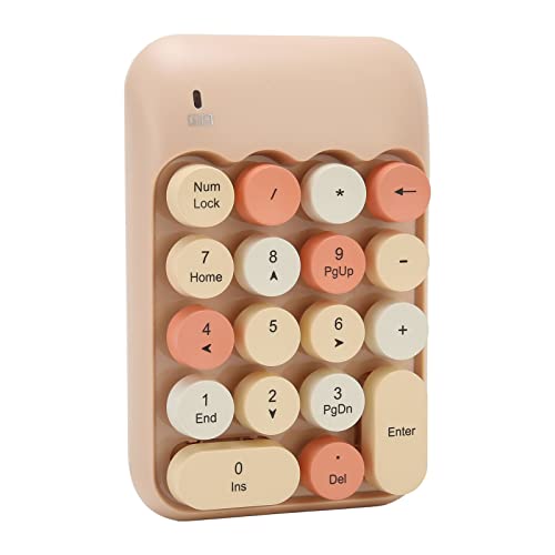 YOUTHINK Portable Silent Number Pad, Retro Style Edge Technology USB Receiver Containing Shortcut Keys Numeric Keypad with Calculator Function for PC Desktop Laptop (Milk Tea Color Mixed - color: Milk Tea Color Mixed Color