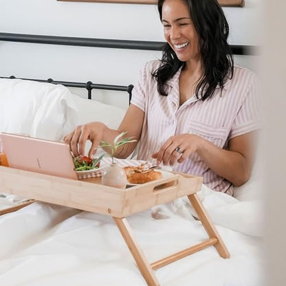 ROSSIE HOME Wood Bed Tray – Natural Bamboo, Fits 17.3” Laptops - color: Natural Bamboo, size: Extra Large