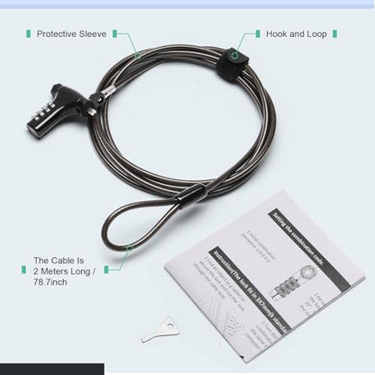 Universal Laptop Combination Lock, 2M/6.6FT Laptop Locking Cable, 4-Digit Resettable Password Anti-Theft Heavy Duty Computer Lock, Security Locks for Laptops, Notebooks Weatherproof - color: password-1 pack-black