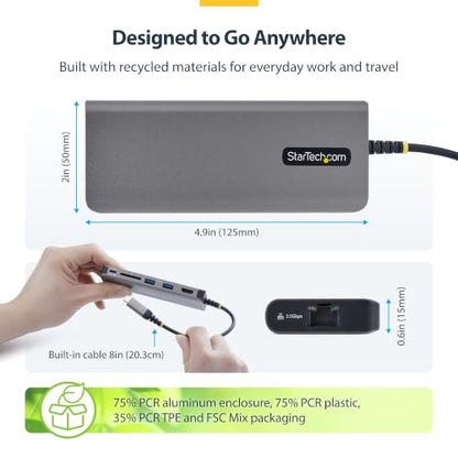 StarTech 6-in-1 USB-C Mini Dock, 4K HDMI, 140W PD, 10Gbps, 2.5GbE, SD | 140W Power Delivery charging, SD slot, Single-adapter mobile workstation, Enterprise-tested, AI-ready laptops