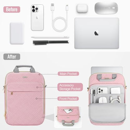 MoKo 13-14 Inch Puffy Laptop Sleeve Shoulder Bag Carrying Case with Handle | Fits Mac Air 13-inch M5, Mac Neo A18 Pro, Mac Pro 14-inch M5/M4/M3/M2/M1 and Surface 13.8-inch, Pink - color: Pink, size: 13.3-14 Inch