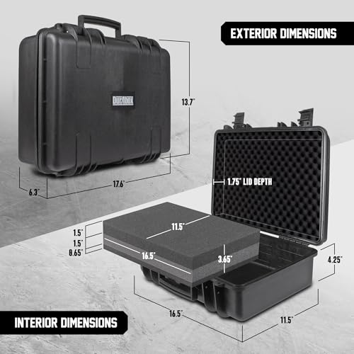 Durabox All Weather Hard Case 18 x 14 x 6” - TSA Approved Hard Shell Travel Case with Customizable Foam for Cameras, Lenses, Laptops, Electronics, Guns, Pistols and Other Gear - size: Medium 18 x 14 x 6"